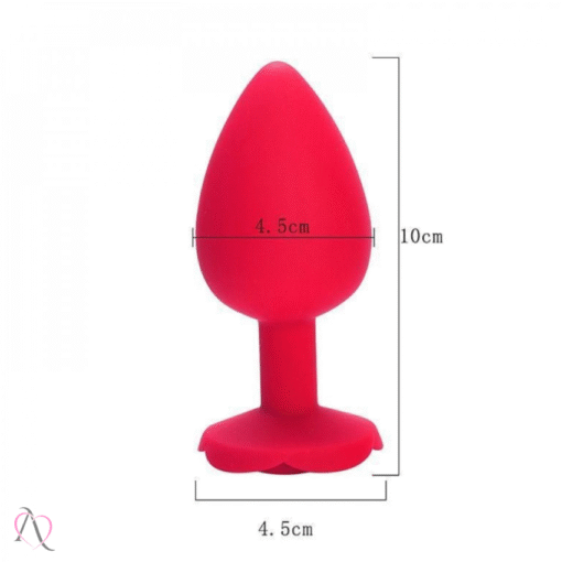 Plug Anal Em Silicone Formato De Rosa Tamanho M 85x35 Si Cor Vermelho