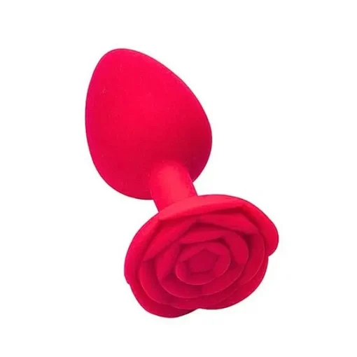 Plug Anal Em Silicone Formato De Rosa Tamanho M 85x35 Si Cor Vermelho