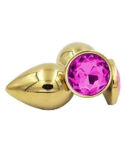 Plug Anal De Aco Redondo Dourado Tamanho M Si Cor Pink