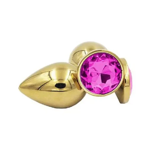 Plug Anal De Aco Redondo Dourado Tamanho M Si Cor Pink