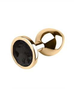 Plug Anal De Aco Redondo Dourado Tamanho M Si Cor Preto