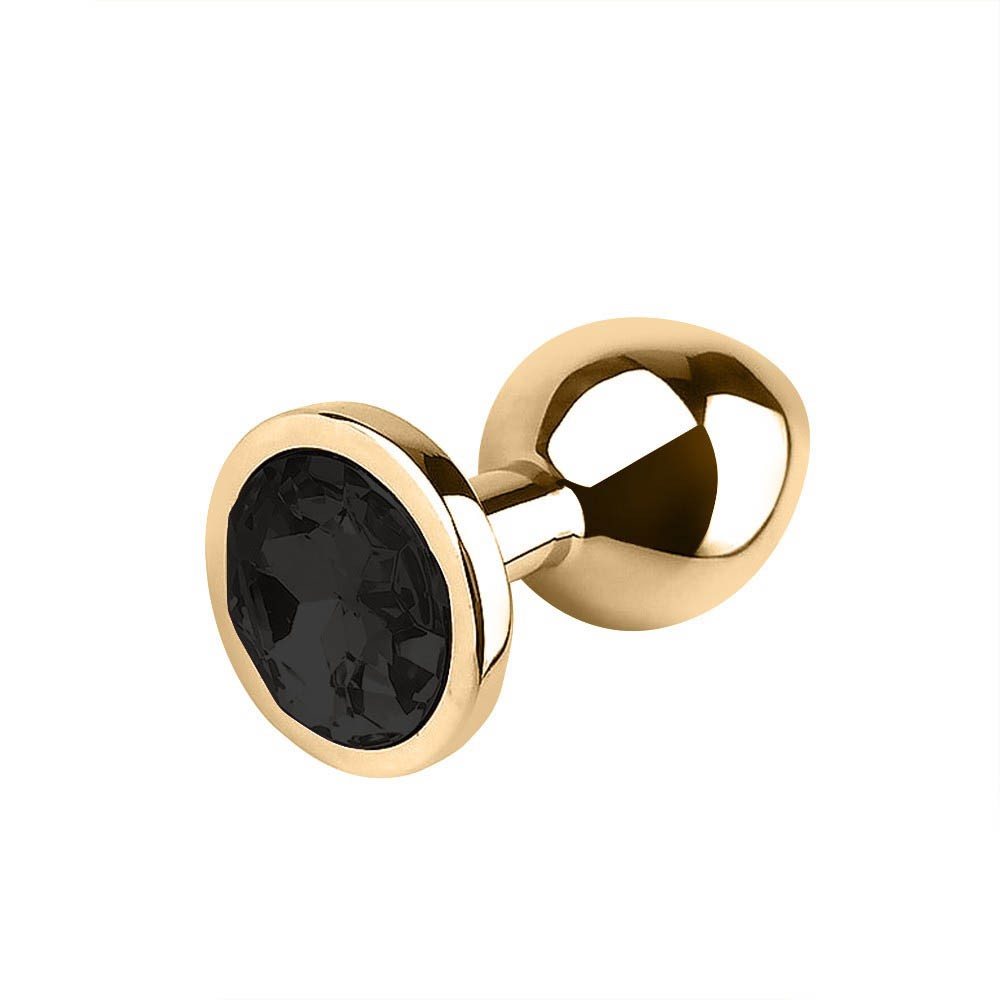 Plug Anal De Aco Redondo Dourado Tamanho M Si Cor Preto
