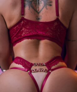Cropped Em Renda Calcinha C Letras Vermelho P 04044