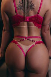 CROPPED EM RENDA C/ ELASTICO TRABALHADO E LETRAS / PINK / G - 04040