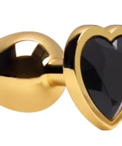Plug Anal De Coracao Em Aco Dourado Tamanho G Si Cor Preto 7057