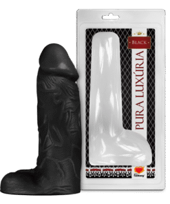 PÊNIS REALÍSTICO PRETO COM ESCROTO MACIÇO - 23,2 X 7,3 CM - PA022