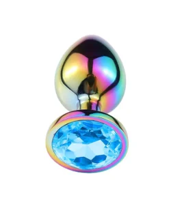 Plug Anal De Aco Com Pedra De Cristal Tamanho P Si Cor Azul Ceu 6594