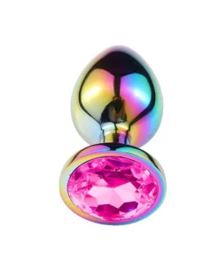 Plug Anal De Aco Com Pedra De Cristal Tamanho P Si Cor Pink 6594