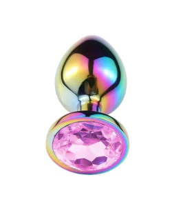 Plug Anal De Aco Com Pedra De Cristal Tamanho P Si Cor Rosa 6594