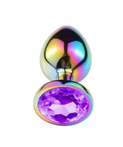 Plug Anal De Aco Com Pedra De Cristal Tamanho P Si Cor Roxo 6594