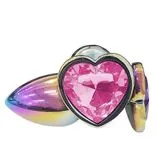 Plug Anal De Coracao Em Aco Colorido Tamanho M Si Cor Rosa 7059